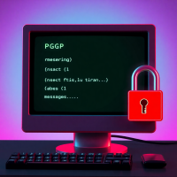 A computer screen showing PGP encryption in action with keys being generated and a message being encrypted with visual representation of the encryption process